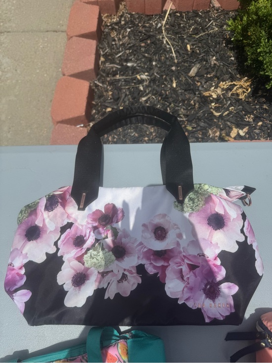 Ted Baker Handbags - Ted Baker Black and Pink Floral Dome Tote